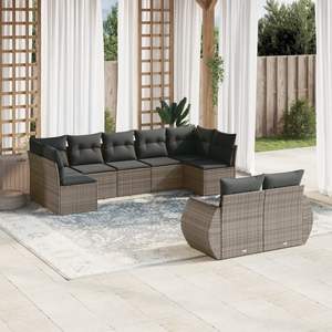 Conjunto de Sofá de Jardín de Ratán Gris, 6 Plazas, Resistente a la Intemperie, Muebles de Exterior de Diseño Contemporáneo - Product Image 1
