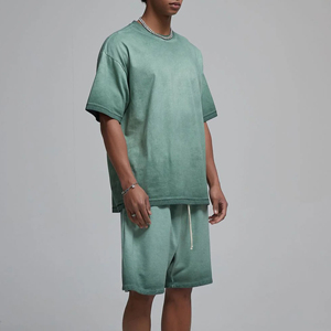 Ensemble décontracté homme grande taille 2026 – T-shirt à manches courtes et short tricoté coupe ample pour l'été – Ensemble respirant en tissu gaufré uni ou imprimé pour homme - Product Image 4