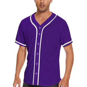 Camiseta de Béisbol Morada Unisex de Manga Corta con Botones al Frente, Color Sólido, Malla Transpirable, Ropa Deportiva para Adultos, Corte Regular - Product Image 3