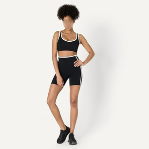 Unique Design <b>Black</b> Scoop Neck Comfort Sports Bra and Workout <b>Bralette</b> with Elegant Contrast Piping Detail - Product Image 5