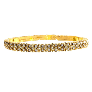 Classic Gold Plated <b>Copper</b> and Brass <b>Bangles</b> with Pearl Emerald Diamond Accents - Product Image 2