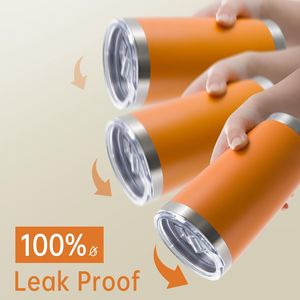 Gobelet isotherme en acier inoxydable de 20 oz à double paroi, avec couvercle, revêtement en poudre, pour boissons chaudes ou froides - Product Image 2