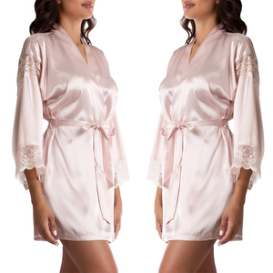 Al por mayor de fábrica: Bata de satén de seda de lujo para mujer, para novias y damas de honor, camisón para fiesta de bodas, ropa de dormir y vestido de mañana. - Product Image 6