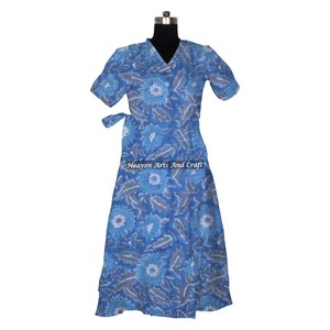 Vente en gros de vêtements de nuit de style kimono robe maxi en coton indien faite à la main - Product Image 2