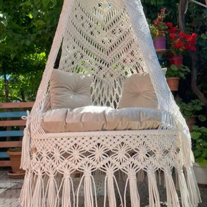 Macrame patio double swing,Patio swing,Macrame swing,Macrame <b>hanging</b> swing,Macrame - Product Image 1