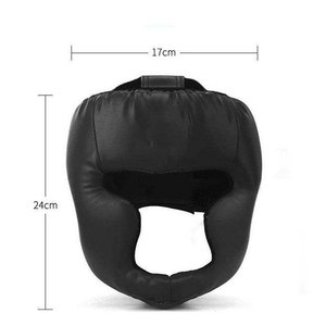 Protège-tête de boxe en cuir PU bleu avec fermeture à boucle pour adultes, équipement de protection unisexe, couleur unie, utilisation universelle - Product Image 2