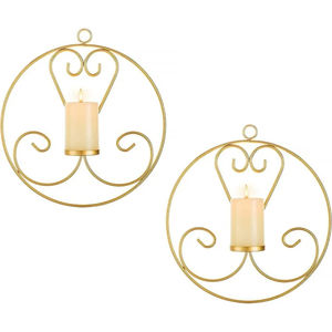 Juego de 2 apliques de pared de metal bronce vintage, diseño clásico de hierro con motivos ornamentales, portavelas decorativo para la decoración de la sala de estar. - Product Image 5