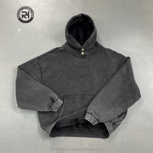 2025 personnalisé Vintage lavage à l'acide hiver à capuche 100% coton Streetwear pull surdimensionné unisexe haute qualité mode poche - Product Image 3