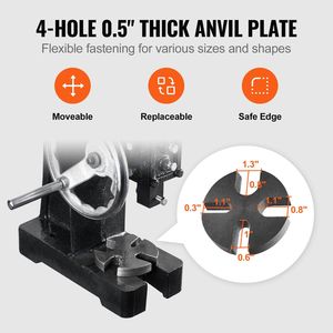 Pressa da banco manuale da 1 tonnellata, pressa punzonatrice in ghisa per impieghi gravosi con altezza massima preimpostata di 5,9 pollici - Product Image 5