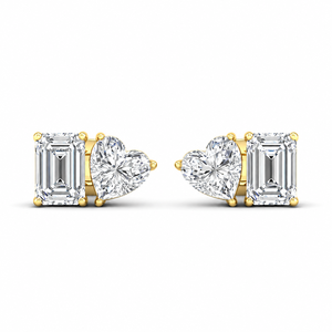Pendientes de Diamantes Cultivados en Laboratorio con Corte Esmeralda y Forma de Corazón en Oro de 10K, 14K y 18K, Plata 925 y 935, Joyería Fina - Product Image 2