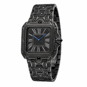 Luxury Women's Stainless Steel Rectangle <b>Watch</b> Analog Quartz Rhinestone Dial <b>Black</b> Band - Product Image 1