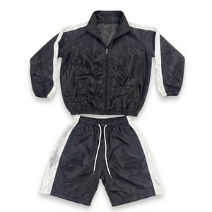 New Arrivals Custom Logo Black White <b>Men's</b> Nylon Wind Breaker Shorts Sets For <b>Summer</b> Outwear <b>Mens</b> Set Streetwear Zipper <b>Jackets</b> - Product Image 1
