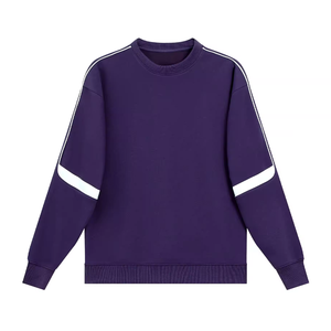 เสื้อสเวตเตอร์คอกลมแบบยูนิเซ็กซ์ ทรงปกติ แขนยาว สีพื้น สวมใส่สบายๆ สำหรับฤดูใบไม้ร่วง ดีไซน์แขนลายทาง - Product Image 4