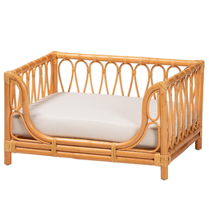Lit pour animaux de compagnie portable en rotin doux écologique tissé à la main Artex Hai Nam pour chiens/chats/lapins, coussin amovible lavable - Product Image 1