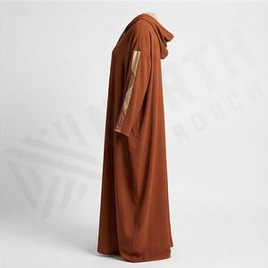 Abaya Musulmana Modesta Personalizada para Mujer, Algodón, Poliéster, Chifón, Diseño Simple en Línea A, Vestido Formal de Noche, Talla Grande - Product Image 3