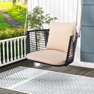 Singola persona tessuto Rattan schienale Patio altalena con sedile appeso per uso cortile - Product Image 3