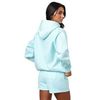 Sudadera con Capucha de Forro Polar para Mujer, Estampado Invernal Azul Agua, Personalizable, Corte Holgado, Manga Larga, Estilo Casual Urbano, Cómoda