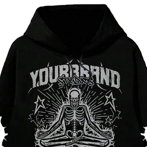 Ensemble de survêtement streetwear en coton avec imprimé tête de mort, sweat à capuche et pantalon, manches longues, cordon de serrage, coupe ample, pour l'automne - Product Image 4