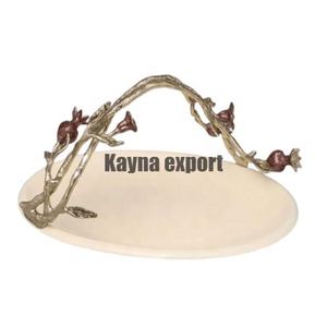 Plateaux de service décoratifs de Noël en aluminium moulé à la main, forme ovale moderne, couleur personnalisée, vente en gros, nouveauté - Product Image 4