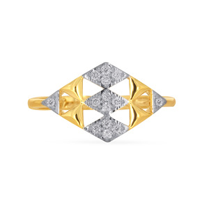 Bague en or unique avec diamants, design géométrique en treillis, poids total de 0,35 carat, bague de fiançailles et de mariage - Product Image 3