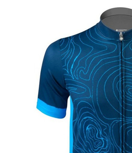 Maillot de Ciclismo de Poliéster con Patrón Azul, Manga Corta, para Hombre, con Cierre Frontal Completo, Detalles Reflectantes, Secado Rápido y Transpirable - Product Image 3