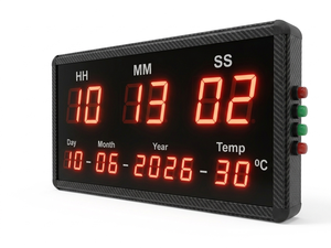 Industrial <b>LED</b> Factory Information Board with Real-Time <b>Clock</b> and Temperature Display | Visual Management System OEM Manufacture - Product Image 1