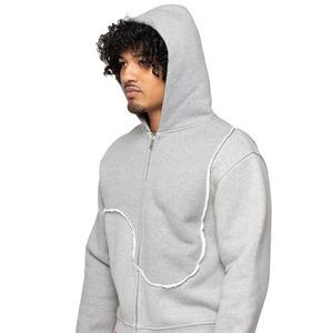 Sweat à capuche zippé personnalisé en coton 100% pour homme, style streetwear, haute qualité 330 GSM, vintage, hiver - Product Image 4