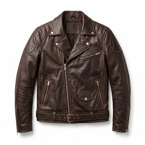 Chaqueta Bomber de Cuero Vacuno para Hombre, Estilo Casual Otoñal 2025, con Botón Único en Relieve, Servicio OEM, Negra, de Secado Rápido y Transpirable - Product Image 1