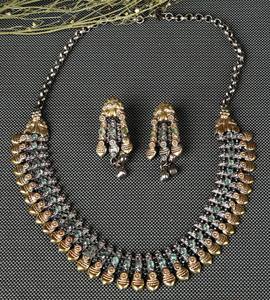 Conjunto de Collar y Pendientes Ghungroo de Plata Oxidada y Oro de Dos Tonos para Mujer, Joyería Étnica Tradicional - Product Image 2
