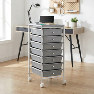 Chariot de bureau MIT personnalisable OEM Bacs d'organisation à tiroirs 8 PP Meubles de rangement pour la maison Quatre roues en métal pour chariots à main - Product Image 2