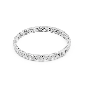Bracelet tennis en or blanc 14 carats avec maillons en V et diamants - Product Image 2