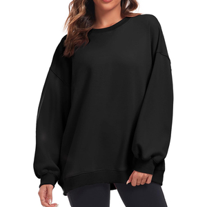 Sudadera Vintage Oversize para Mujer con Cuello Redondo, Diseño de Letras, Hombros Caídos, Manga Larga, Tejido de Algodón Ecológico, Color Negro, Otoño - Product Image 5