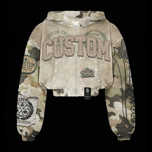 เสื้อฮู้ดซิปแบบขายส่ง ผ้าฝ้าย 100% ปลายแขนถักแบบริบ ปักลาย สโตนวอช ผ้ารักษ์โลก เหมาะสำหรับฤดูหนาว - Product Image 2
