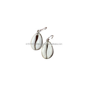 Boucles d'oreilles en argent sterling 925 Cowrie Shell de haute qualité plaqué or bohème Dangle Drop Statement pour les mariages - Product Image 3