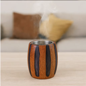 Wooden & Resin Bakhoor Incense Burner Sandalwood Aromatherapy Diffuser for <b>Home</b> Office Use with Natural Grain Design - Product Image 4