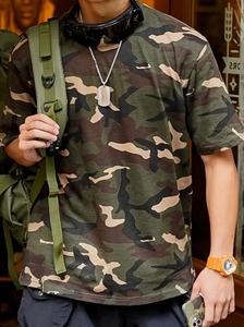 เสื้อยืดแขนสั้นลายพรางผู้ชาย คอกลม สไตล์ลำลอง ทรงปกติ พิมพ์ลาย ผ้าฝ้าย 100% ระบายอากาศได้ดี ผ้าถักด้านหน้า - Product Image 3