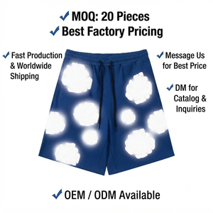 Collection de Marque Tendance Décontractée pour Hommes : Ensemble de Shorts Courts Unis Taille Mi-Haute 100% Coton avec Cordon de Serrage pour Impression en Relief - Product Image 4