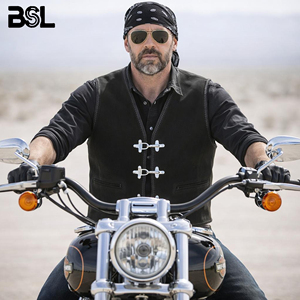 Gilet de motard en cuir suédé noir pour homme |   Gilet de moto en cuir véritable fait main pour motards |   Harley Davidson - Product Image 6