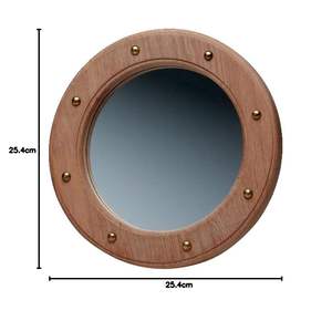 Whitecap Teak <b>Porthole</b> <b>Mirror</b> Nautical Wooden Wall <b>Mirror</b> with Brass Finished Coastal Home Decor - Product Image 2
