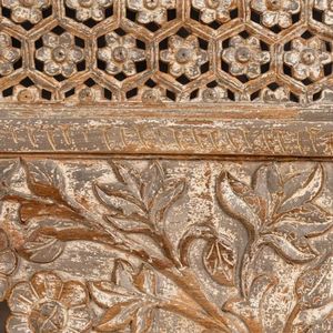 Pied de console en bois de manguier massif sculpté de style indien traditionnel, motif floral gravé, pour villa, hôtel, salon, entrée - Product Image 4