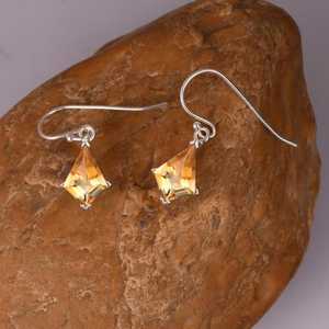 Pendientes de Citrino Amarillo en Forma de Cometa, Plata de Ley 925, Corte Cometa Vintage, Pendientes de Piedra de Nacimiento de Noviembre para Novia - Product Image 2