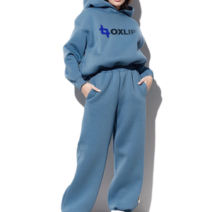 Conjunto Deportivo Premium de Felpa de Algodón para Mujer, Sudadera con Capucha y Pantalones de Cintura Alta, Estilo Casual Urbano - Product Image 2