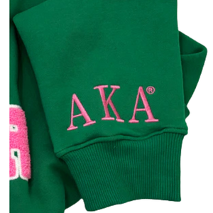 เสื้อสเวตเชิ้ต AKA Miner Hall สีเขียวลายเชนิลล์ สำหรับผู้หญิง ปักลายตัวอักษรกรีก คอกลม พรีเมียม เสื้อทีมชมรม - Product Image 3