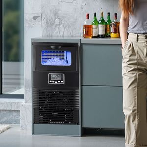 Macchina Professionale per Ghiaccio in Acciaio Inox da Banco, Produzione 80 Libbre/24h, Capacità di Stoccaggio 12 Libbre, 32 Cubetti per Ciclo - Product Image 4