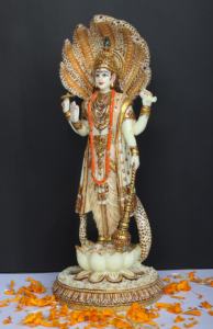 Estatua del Dios Hindú Vishnu, Figura de Vishnu de Mármol Blanco, Escultura de Dios Vishnu en Poliresina - Product Image 3