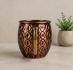 Mug à Moscow Mule en cuivre antique fait main, motif diamant en relief, tasse à bière, vaisselle en métal, vente en gros, articles de bar artisanaux, cadeau - Product Image 2