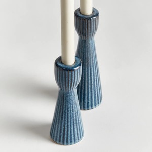 Elegant Wooden Candle Holder 2 Pieces Set with Natural Finish Decorative Table Centerpiece for Home <b>Office</b> Hotel At Cheap Price - Product Image 1