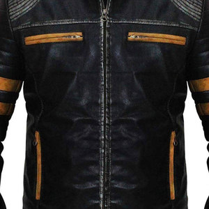 Veste en cuir pour homme, vente chaude, hiver, col montant, confortable, respirante, coupe-vent, taille personnalisée disponible - Product Image 4