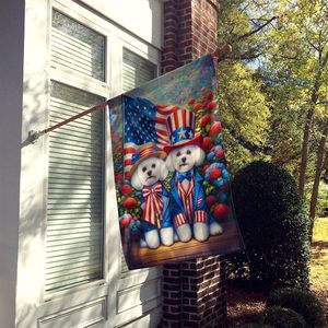 All American Bichon Frise Bandera de porche grande Multicolor Poliéster Patio Banner Colgante de pared Casa Manga decorativa Poste Obra de arte - Product Image 2