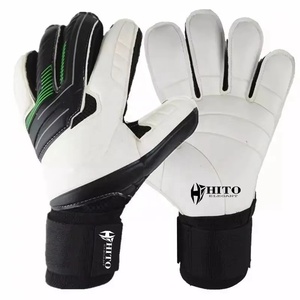 Hot Selling Custom Design Black and White German Embossed Latex Soccer Goalkeeper <b>Gloves</b> 4mm German Latex strap NegativeCut - Product Image 6